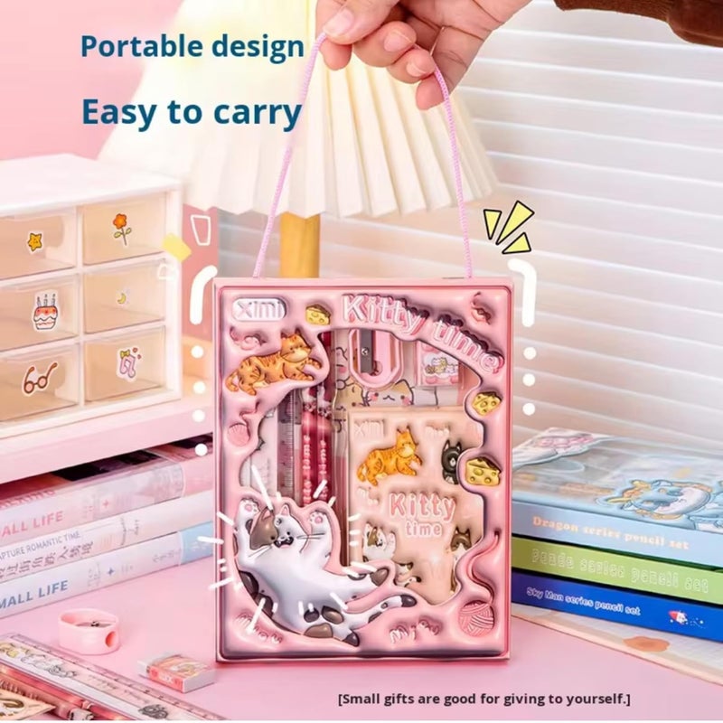 FUBIX Kids Stationery Gift Box | Fancy School Supplies for Children | Best for Birthday Return Gift| Combo Set with Pencils, Eraser, Scale, Sharpner & Notepad (Set of 6) - Image 5