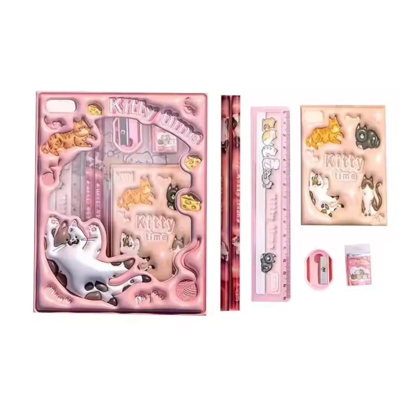 FUBIX Kids Stationery Gift Box | Fancy School Supplies for Children | Best for Birthday Return Gift| Combo Set with Pencils, Eraser, Scale, Sharpner & Notepad (Set of 6) - Image 4