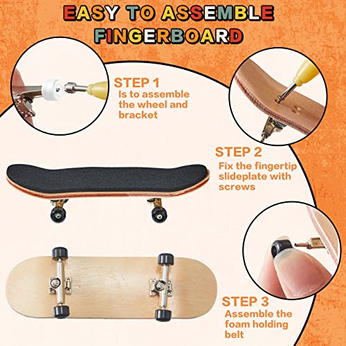 Jexine 6 Sets DIY Fingerboard Kit Fingerboard Accessories Mini Finger Skateboard Parts Include 12 Brackets 54 Screws 30 Nuts 6 Screwdriver 24 Board Wheels Tool for 96mm(Black, White) - Image 4
