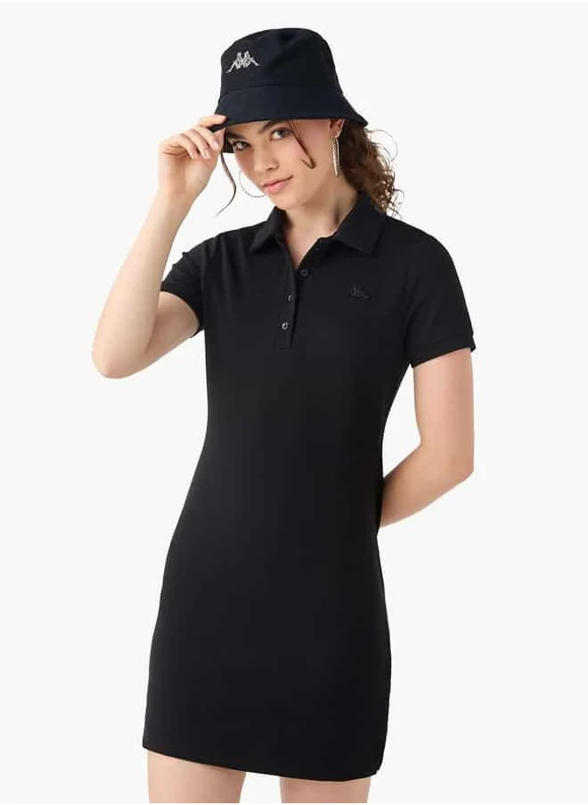 كابا Kappa Logo Embroidered Polo Dress with Short Sleeves and Button Closure