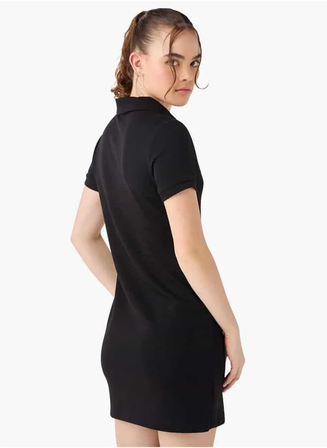 كابا Kappa Logo Embroidered Polo Dress with Short Sleeves and Button Closure