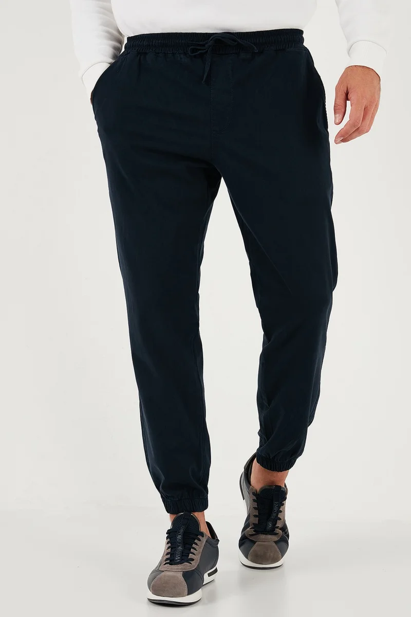بوراتي Stretch Cotton Regular Fit Elastic Leg Jogger Pants Men's Trousers 674004