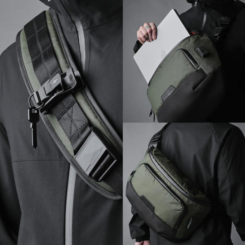ALPAKA Bravo Sling Max, 8L RFID-Blocking Sling Laptop Bag for Men with Maglockz Buckle, Lockable Zips & External USB Port - Image 2