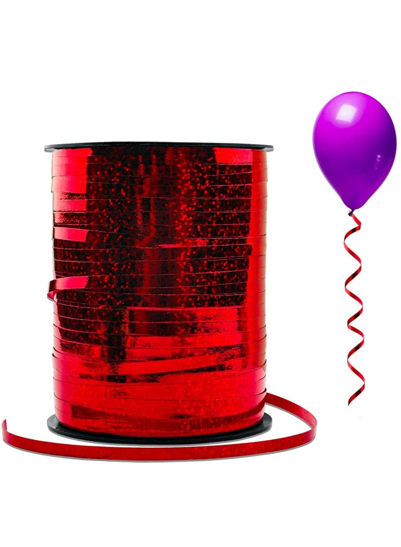 SYOSI 500 Yards Curling Ribbon, Crimped Ribbon Metallic Balloon Gift Wrap String Shiny Wrapping for Crafts, Birthday, Weddings, Party Decoration Red - Image 1
