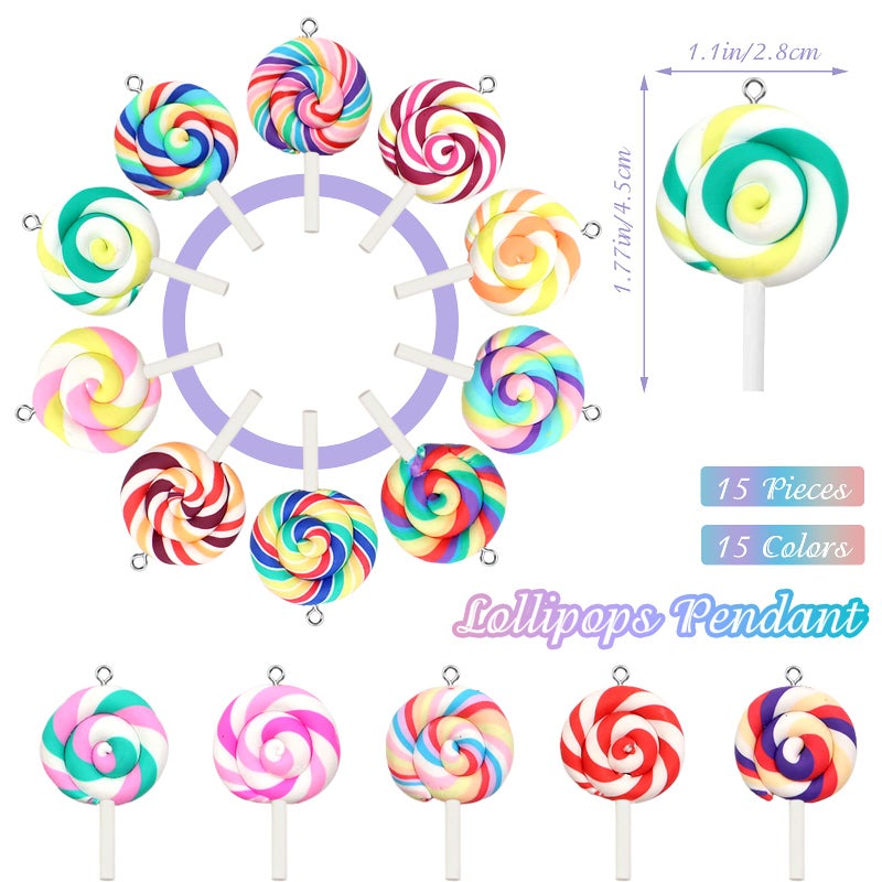 ZOCONE 79 PCS Colorful Candy Pendants - Cute Resin Charms for Jewelry Making with Gummy Bear, Lollipop, Resin Supplies for DIY Crafts Decoration - Image 2