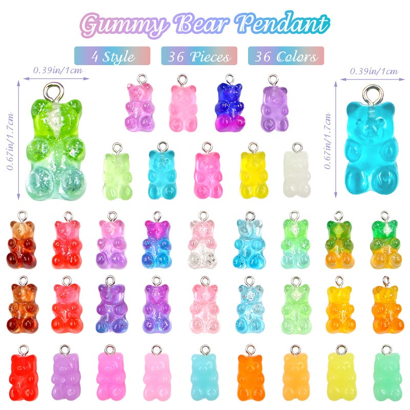 ZOCONE 79 PCS Colorful Candy Pendants - Cute Resin Charms for Jewelry Making with Gummy Bear, Lollipop, Resin Supplies for DIY Crafts Decoration - Image 5