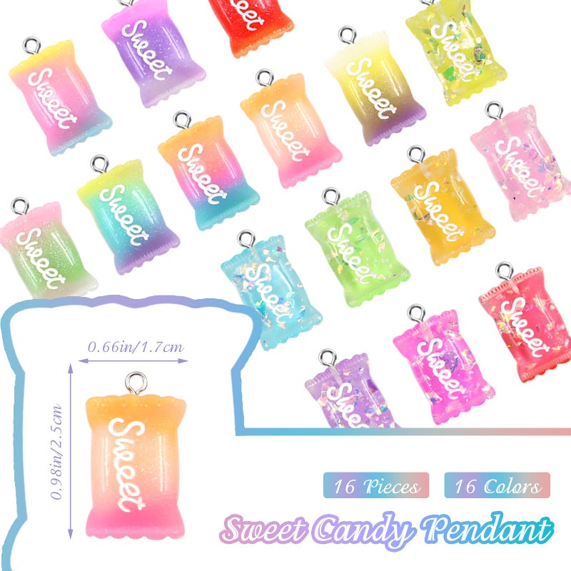 ZOCONE 79 PCS Colorful Candy Pendants - Cute Resin Charms for Jewelry Making with Gummy Bear, Lollipop, Resin Supplies for DIY Crafts Decoration - Image 3