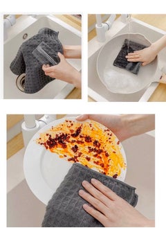 Generic Kitchen Towels - Multiple colors pack of 5, 100% Microfiber 30cm *30cm Dish Cloth, Multiple Purpose,Reusable Dish Cloths, Double-Sided Microfiber Cleaning Rags for Furniture, Car, Tea, Bowl. Kitchen Dishcloth Towels for Household Cleaning. Color may various  - Image 3