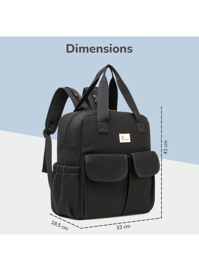 R for Rabbit Caramello Breezy Baby Diaper Bag with Changing Mat for Mother,Waterproof, Large Capacity Multifunctional Maternity Bag for Travel Nursing Backpack for Moms (Black) - Image 3