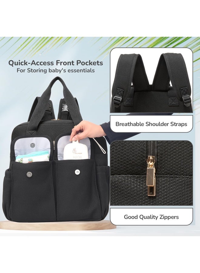 R for Rabbit Caramello Breezy Baby Diaper Bag with Changing Mat for Mother,Waterproof, Large Capacity Multifunctional Maternity Bag for Travel Nursing Backpack for Moms (Black) - Image 5