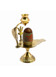 ESPLANADE eSplanade Narmadeshwar Shiva Lingam Shiv Ling with Brass Water Pitcher and Trishul - 5.25" Inches  - Image 1