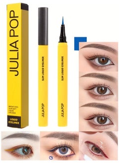 JULIA POP Slim Soft Liquid Eyeliner Pen Deep Blue Smudge Proof and Waterproof Liquid Eyeliner Pen with Flexible Felt Tip Long Lasting Sharp Line Eyeliner Pencil Quick Drying Formula Eyeliner Pen 05  - Image 1