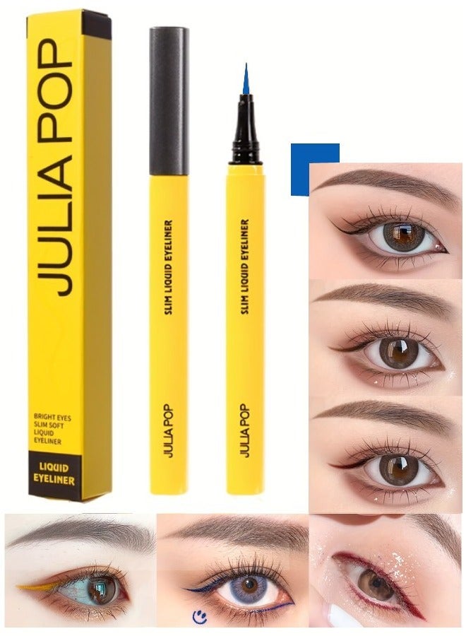 JULIA POP Slim Soft Liquid Eyeliner Pen Deep Blue Smudge Proof and Waterproof Liquid Eyeliner Pen with Flexible Felt Tip Long Lasting Sharp Line Eyeliner Pencil Quick Drying Formula Eyeliner Pen 05  - Image 1