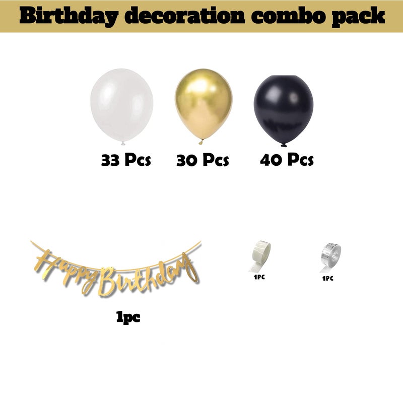 1iAM Birthday decoration combo with Black-Golden-White balloons and cursive banner - Image 2