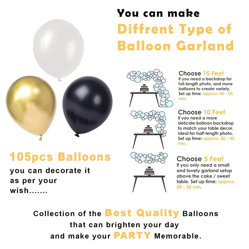 1iAM Birthday decoration combo with Black-Golden-White balloons and cursive banner - Image 3