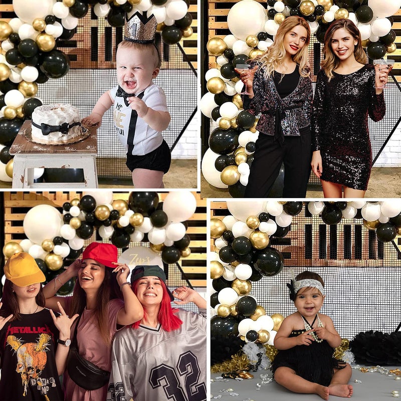 1iAM Birthday decoration combo with Black-Golden-White balloons and cursive banner - Image 4