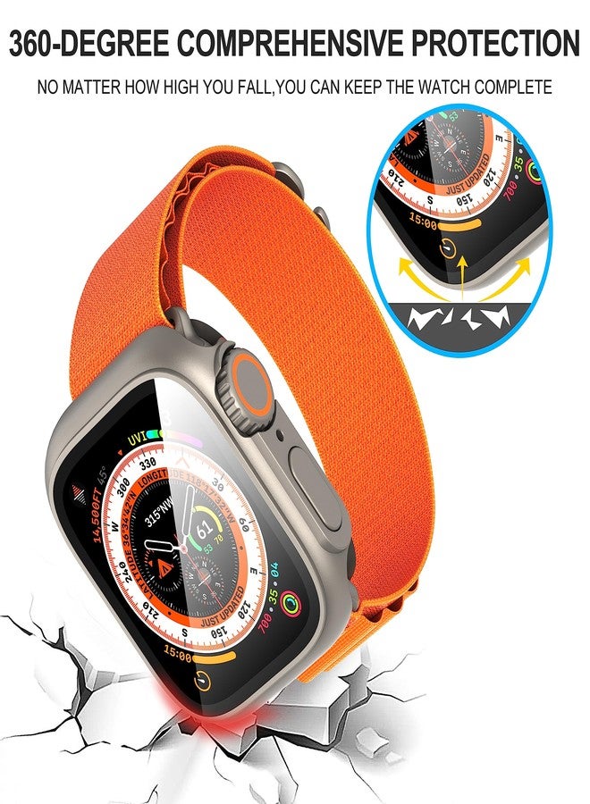 Suoman 3 in 1 for Apple Watch Series 9/8/7/6/5/4/SE 2 45mm Case, 9H Tempered Glass Screen Protector+ Full Coverage Durable PC Hard Matte Protective Cover Bumper -Titanium - Image 3