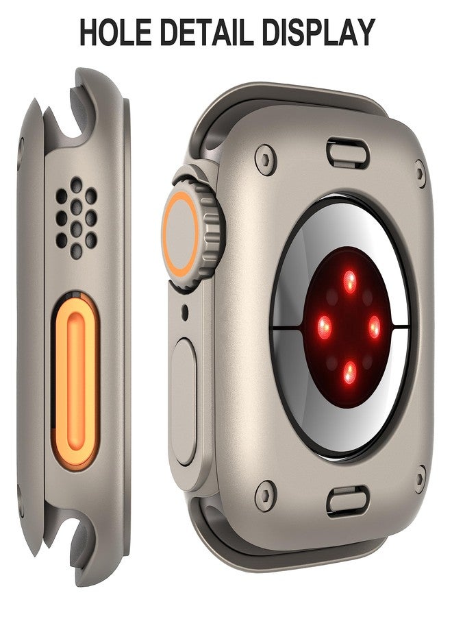 Suoman 3 in 1 for Apple Watch Series 9/8/7/6/5/4/SE 2 45mm Case, 9H Tempered Glass Screen Protector+ Full Coverage Durable PC Hard Matte Protective Cover Bumper -Titanium - Image 5