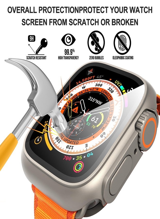 Suoman 3 in 1 for Apple Watch Series 9/8/7/6/5/4/SE 2 45mm Case, 9H Tempered Glass Screen Protector+ Full Coverage Durable PC Hard Matte Protective Cover Bumper -Titanium - Image 2