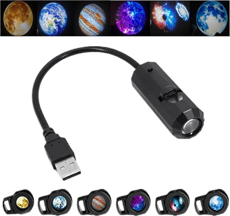 YOWOCAL Moon Earth Jupiter Lamp Projector Night Light, 360° Galaxy Projection Light USB Star Night Light Charging Lighting with 6 Film Discs,Romantic Atmosphere Lamp for Selfie Backgroun Bedroom Decor - Image 5