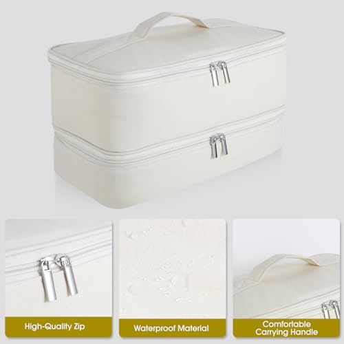 GENCAM Double-Layer Carrying Case for Shark Flexstyle, Travel Case for Shark SpeedStyle, Portable Storage Organizer bag for Shark Flexstyle FlexFusion/Dyson Airwrap Styler and Attachments (Beige) - Image 4