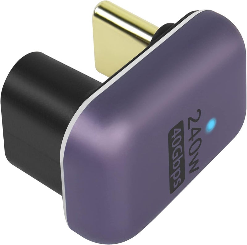 ETZIN محول USB C على شكل U بقوة 240 واط وسرعة 40 جيجابت في الثانية، موصل نوع C ذكر إلى أنثى بزاوية 180 درجة، مؤشر LED، نقل الصوت والفيديو بدقة 8K@60HZ، للهواتف الذكية واللابتوبات والأجهزة اللوحية - Image 1