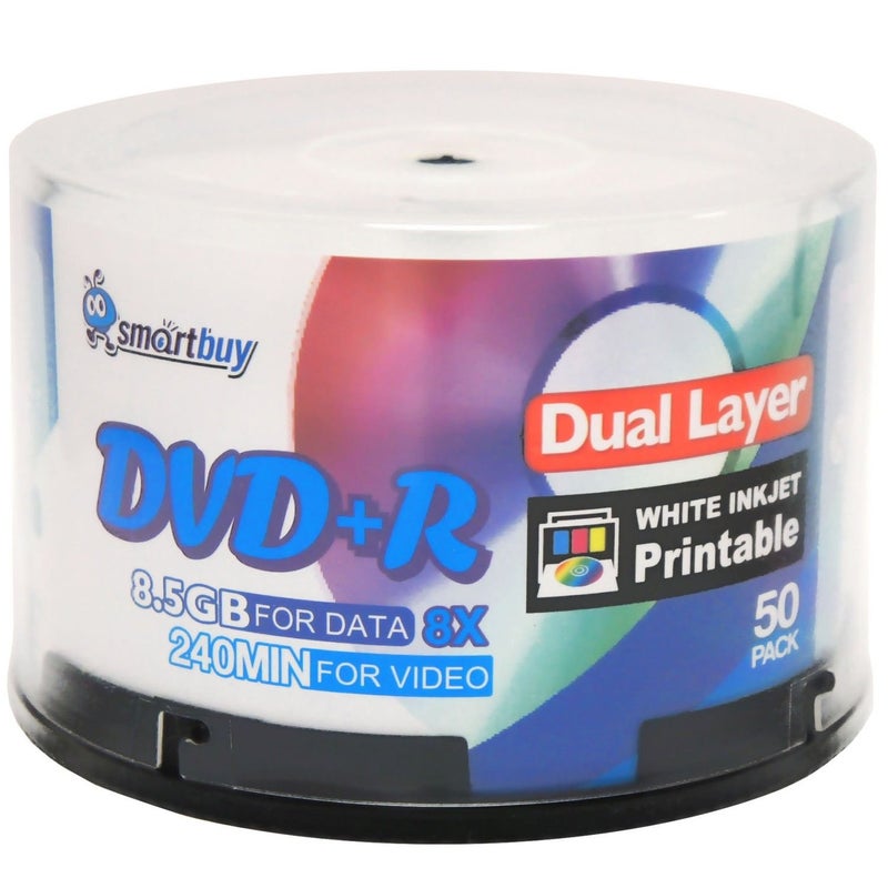 Smartbuy Smart Buy 50 Pack DVD+r Dl 8.5gb 8X DVD Plus R Double Layer Printable White Inkjet Blank Data Recordable Media 50 Discs Spindle - Image 5