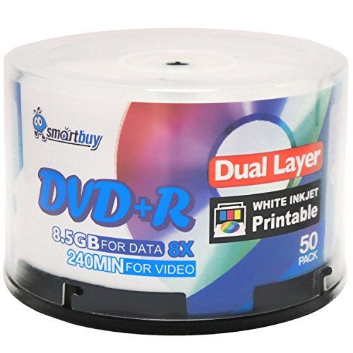 Smartbuy Smart Buy 50 Pack DVD+r Dl 8.5gb 8X DVD Plus R Double Layer Printable White Inkjet Blank Data Recordable Media 50 Discs Spindle - Image 1