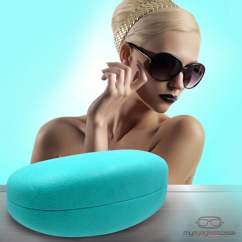 MyEyeglassCase Premium Sunglasses Case with Microfiber Cleaning Cloth - Hard for Medium & Large | For Men & Women | Protective | Sturdy | AS413 Teal - Image 2
