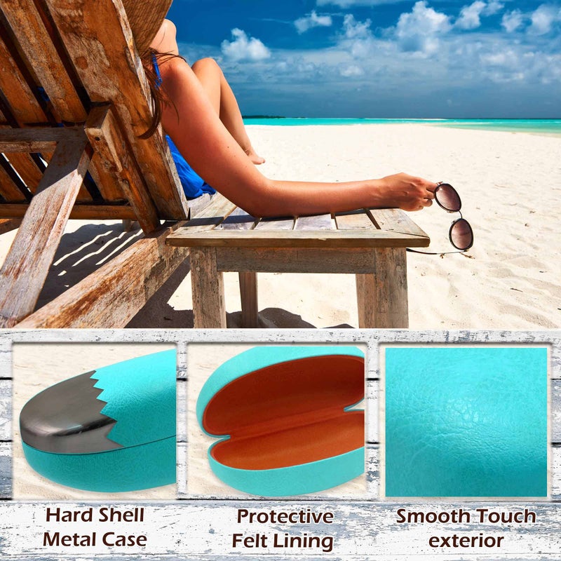 MyEyeglassCase Premium Sunglasses Case with Microfiber Cleaning Cloth - Hard for Medium & Large | For Men & Women | Protective | Sturdy | AS413 Teal - Image 3