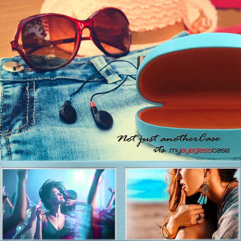 MyEyeglassCase Premium Sunglasses Case with Microfiber Cleaning Cloth - Hard for Medium & Large | For Men & Women | Protective | Sturdy | AS413 Teal - Image 4
