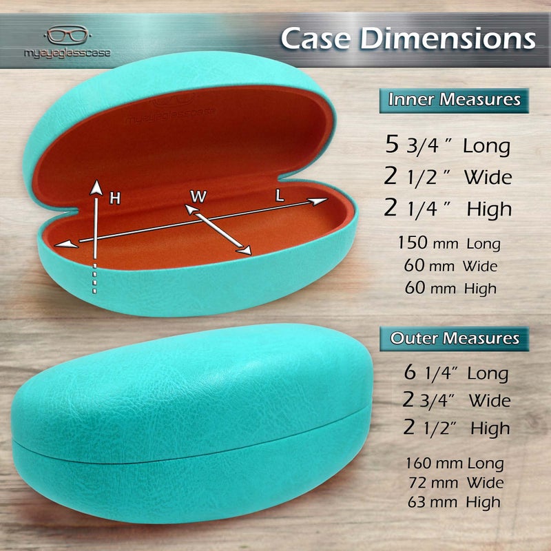 MyEyeglassCase Premium Sunglasses Case with Microfiber Cleaning Cloth - Hard for Medium & Large | For Men & Women | Protective | Sturdy | AS413 Teal - Image 5