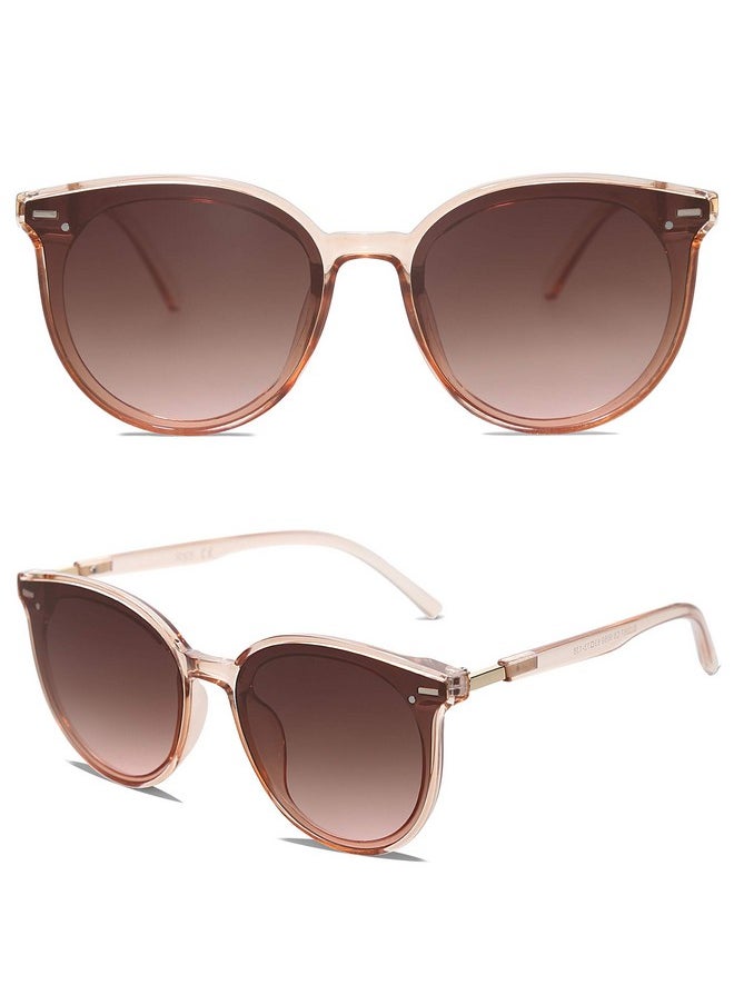 Sojos Classic Round Sunglasses For Women Men Retro Vintage Shades Large Plastic Frame Sunnies Sj2067 With Crystal Brown Frame/Brown Lens  - Image 3