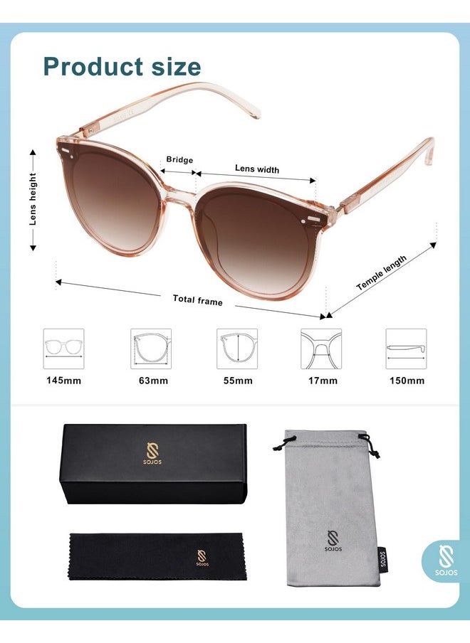 Sojos Classic Round Sunglasses For Women Men Retro Vintage Shades Large Plastic Frame Sunnies Sj2067 With Crystal Brown Frame/Brown Lens  - Image 5