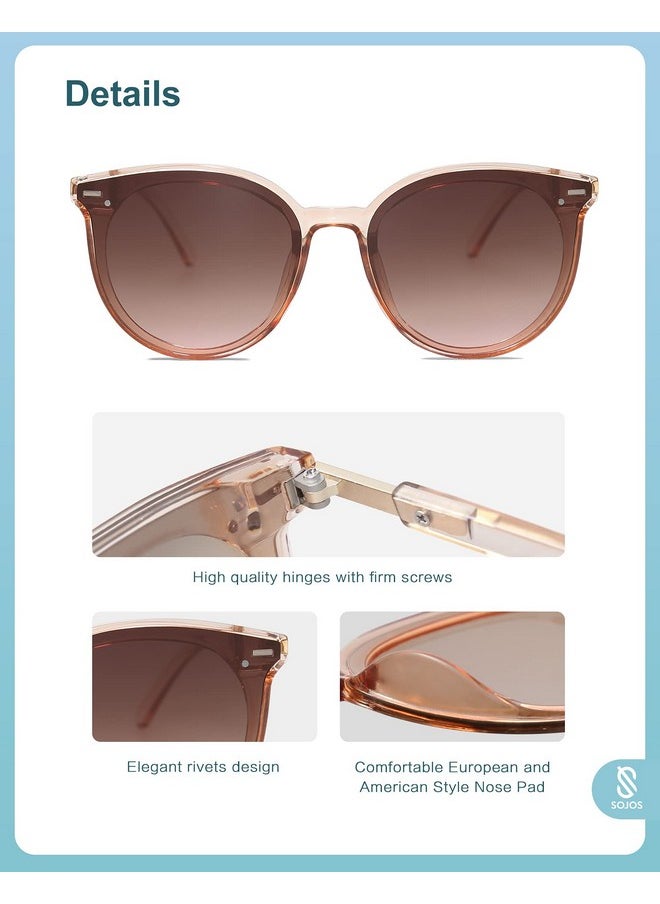 Sojos Classic Round Sunglasses For Women Men Retro Vintage Shades Large Plastic Frame Sunnies Sj2067 With Crystal Brown Frame/Brown Lens  - Image 4