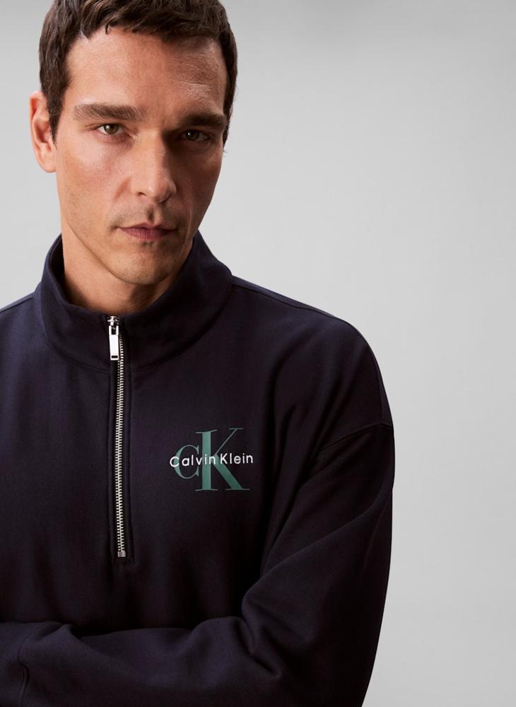 Calvin Klein Jeans Monologo Terry Quarter-Zip Jumper - Image 4