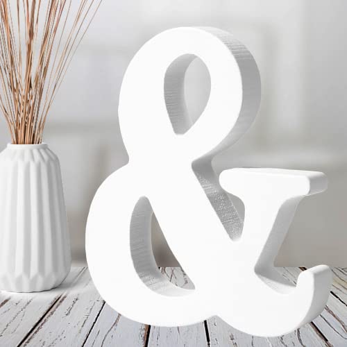 AOCEAN 6 Inch White Wood Letters  Unfinished Wood Letters for Wall Christmas Decor Standing Letters Slices Sign Board Decoration for Xmas Home Party Projects
