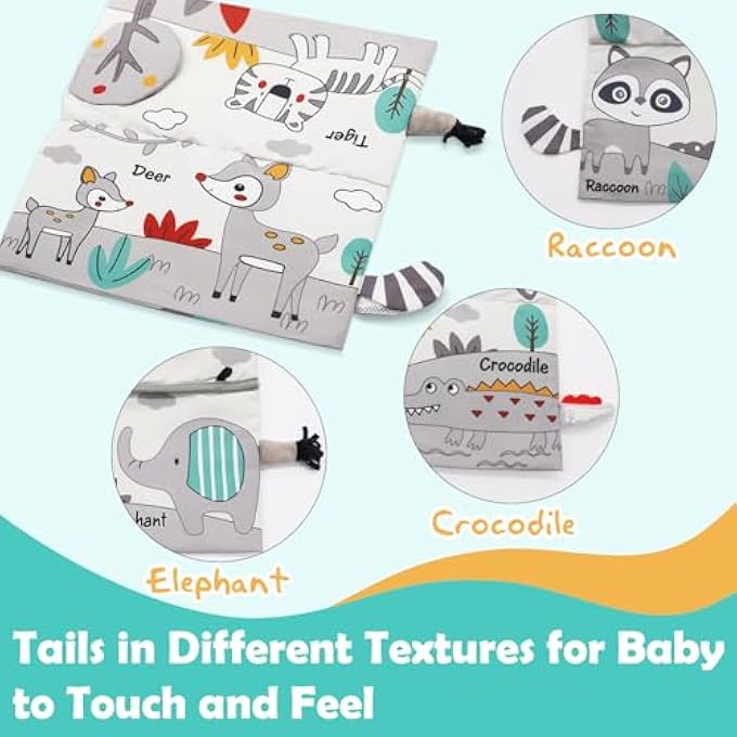TUMMY TIME MIRROR FOR BABIES 0-6 MONTHS NEWBORN INFANT BABY SENSORY TOYS BRAIN DEVELOPMENT WITH CRINKLE CLOTH BOOK AND TEETHING TOY FOR BOY GIRL GIFTS BABY NEWBORN ESSENTIALS - Image 5