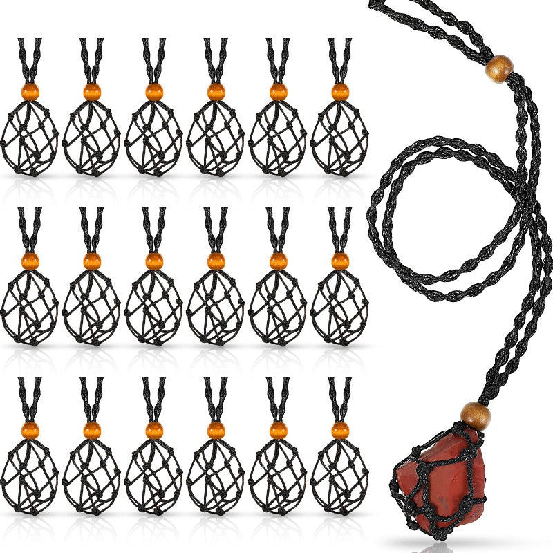 Shappy 18 Piece Crystal Necklace Holder Cage with Adjustable Pendant Quartz Rock Holder for DIY Bracelet Necklace Jewelry Making(Black) - Image 1