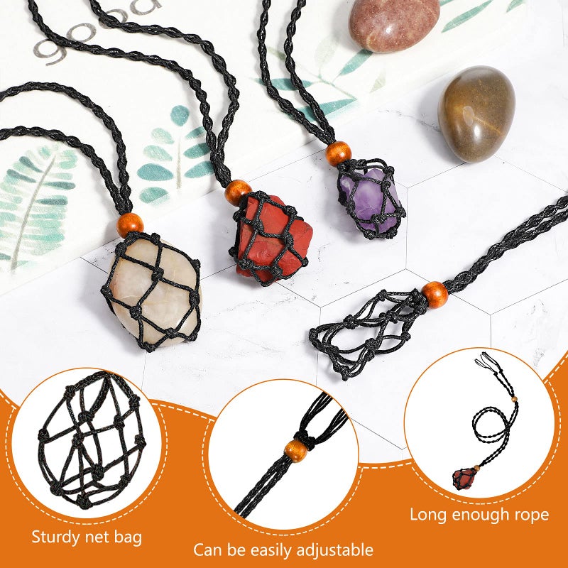 Shappy 18 Piece Crystal Necklace Holder Cage with Adjustable Pendant Quartz Rock Holder for DIY Bracelet Necklace Jewelry Making(Black) - Image 3