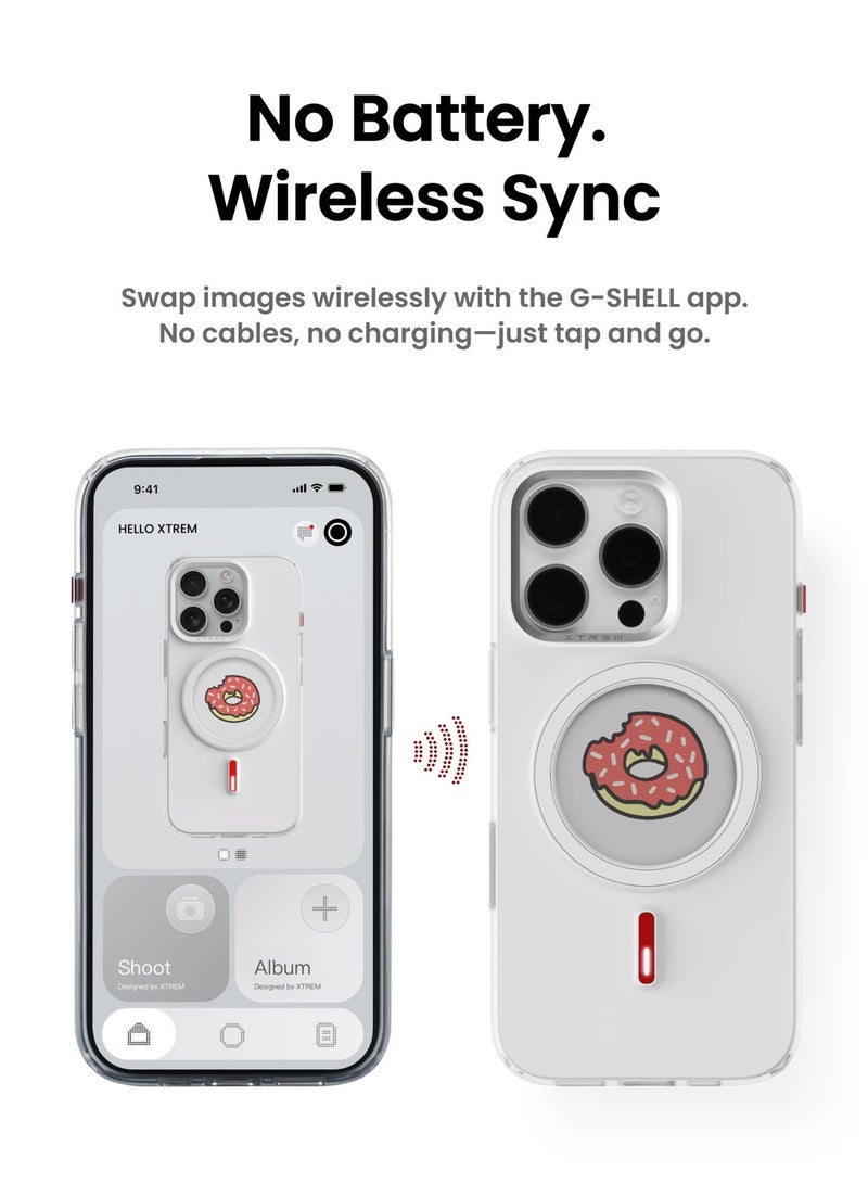 Xtrem iPhone 15 Pro Magnetic NFC E-Ink Display Case – MagSafe Compatible Customizable Screen Cover with Wireless Charging Support – Unique Smart Back Cover | Oeli Xtrem - White - Image 4