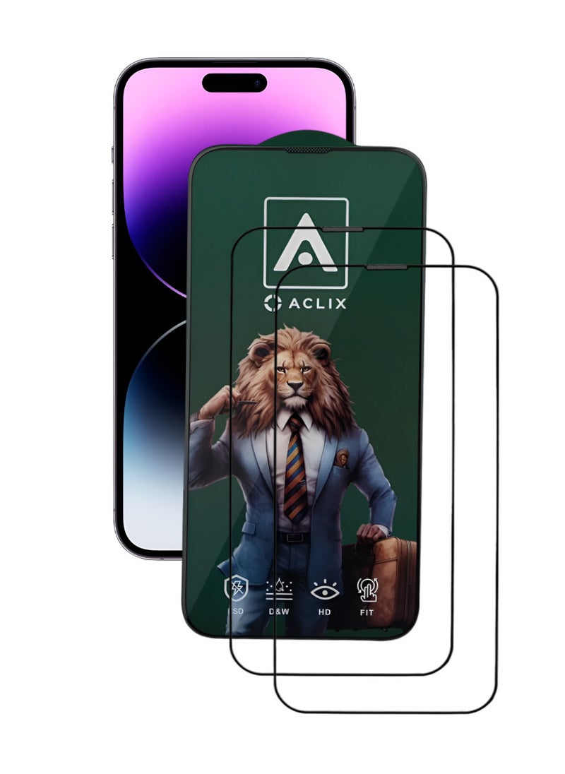 ACLIX 2 Pieces Antistatic ESD Dustproof Premium Quality High Definition Tempered Glass Screen Protector Designed For  iPhone 14 Pro - Image 1