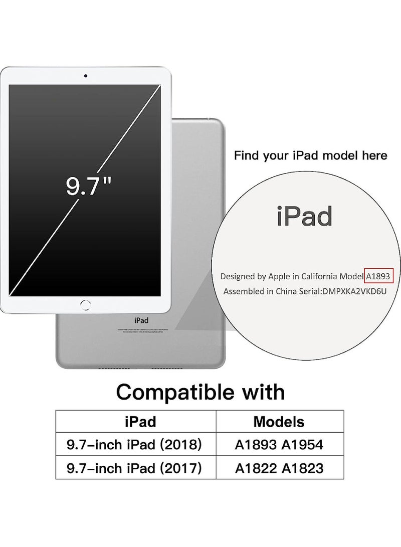 Rock Pow Case for iPad 9.7-Inch (6th/5th Generation 2018/2017) with Pencil Holder Clear Transparent Back Shell Slim Stand Shockproof Tablet Cover Auto Wake/Sleep - Image 2