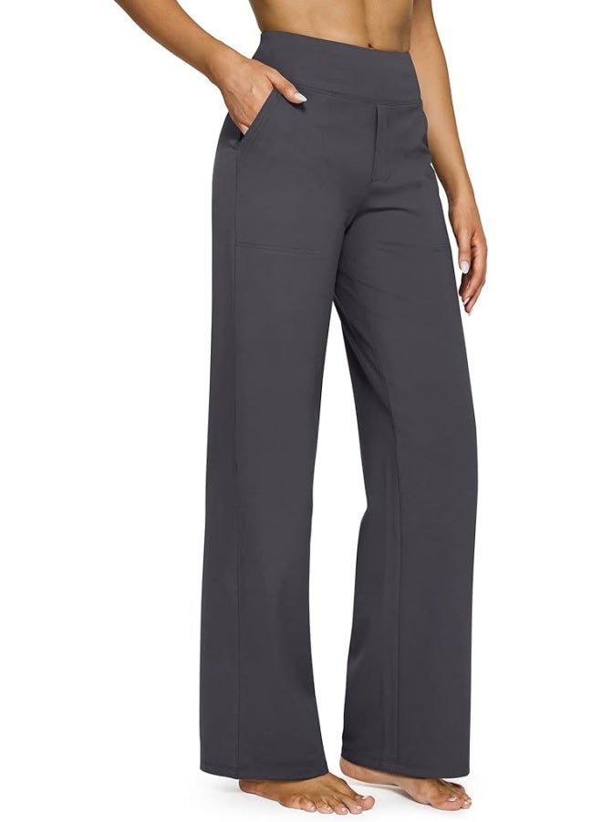 NIBEMINENT Yoga Pants Women Wide Leg Pants with Pockets High Waist Stretch Dress Casual Sweatpants Petite/Regular/Tall - Image 1