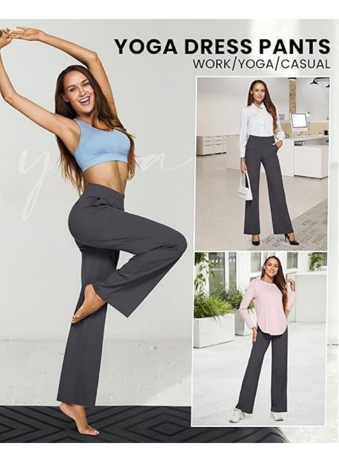 NIBEMINENT Yoga Pants Women Wide Leg Pants with Pockets High Waist Stretch Dress Casual Sweatpants Petite/Regular/Tall - Image 3