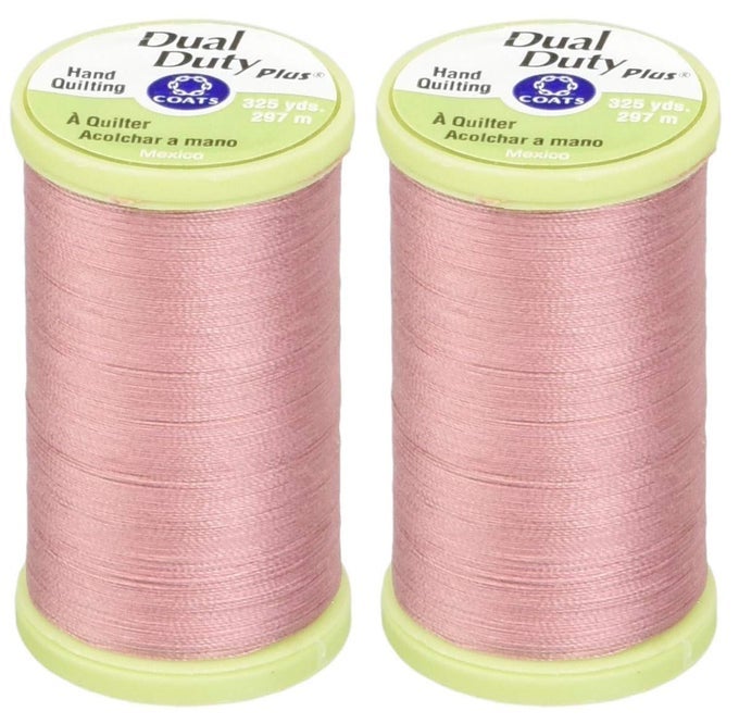 2PACK CLARK DUAL DUTY PLUS HAND QUILTING THREAD 325YDS ALMOND PINK S9601060