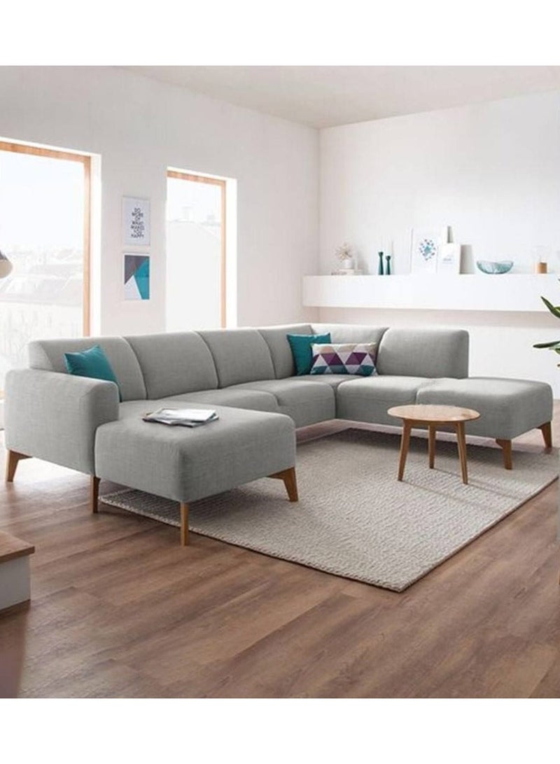 كنبة دائرية كتان رمادي - Image 1