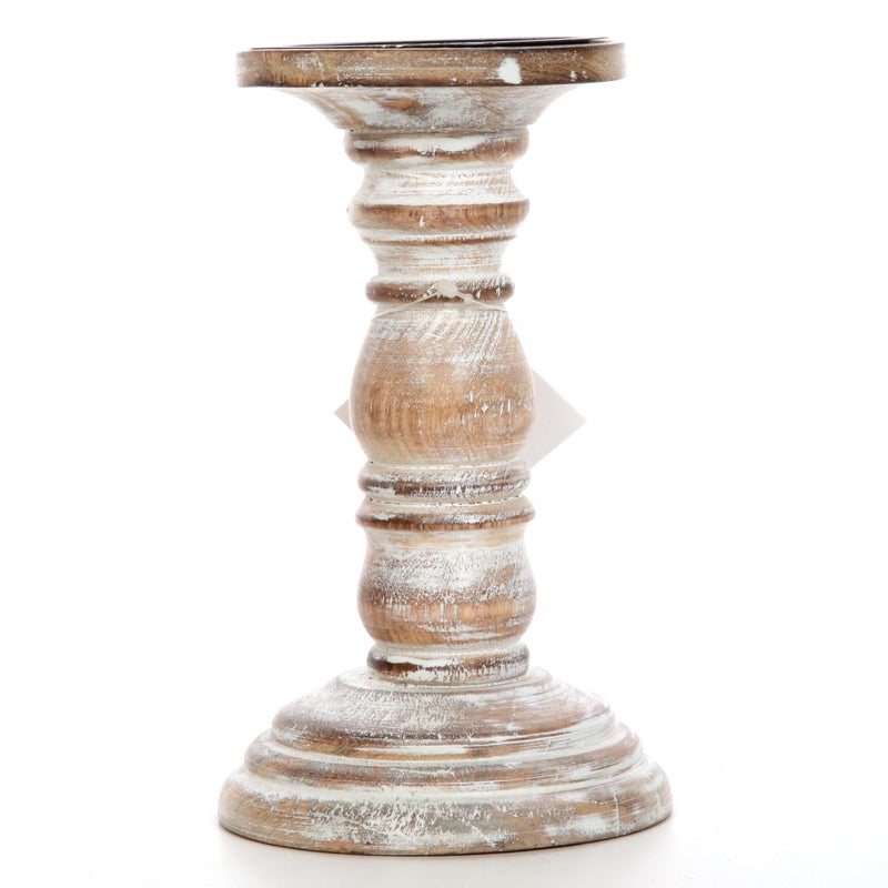 Hosleys 8 Inch High Wood Candle Holder for Pillar Wax Candles Flameless Candle Distress Finish Candleholder Ideal Gift for Wedding Party Home Spa Reiki Aromatherapy Candle Gardens O4