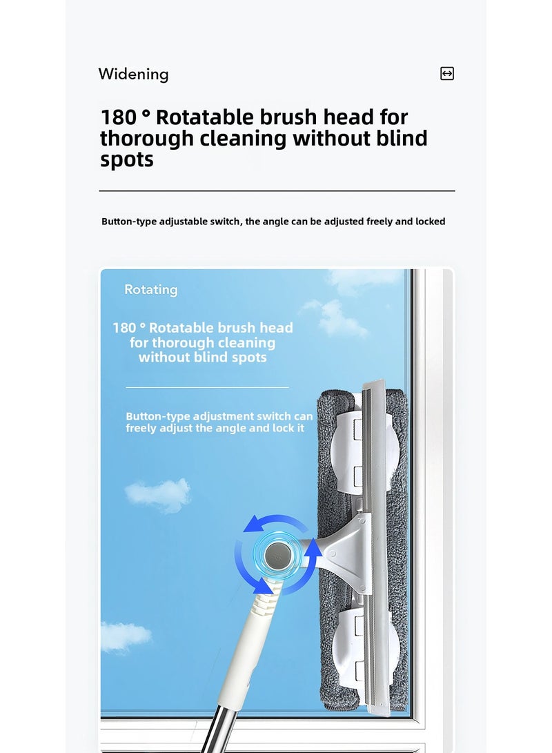 Window Cleaner Squeegee Cleaning Tool 2-in-1 with Microfiber Scrubber&Squeegee Long Handle Window Cleaning Kit with Extension Pole Bendable Head for High Window,Car or Shower (106-148cm) - Image 3