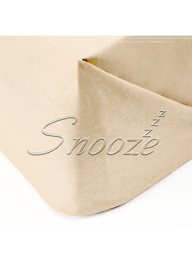 snooze - Snooze Flat Jakared microfiber Bed Sheet - Beige  (flowery design) 220*240 Cm + Free 2 Pillowcases - Image 1